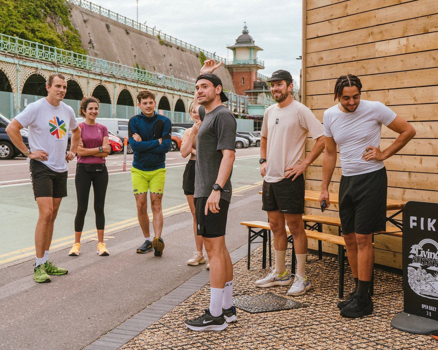 Runners grouped together for the Angry Pablo Social Run Club in Brighton
