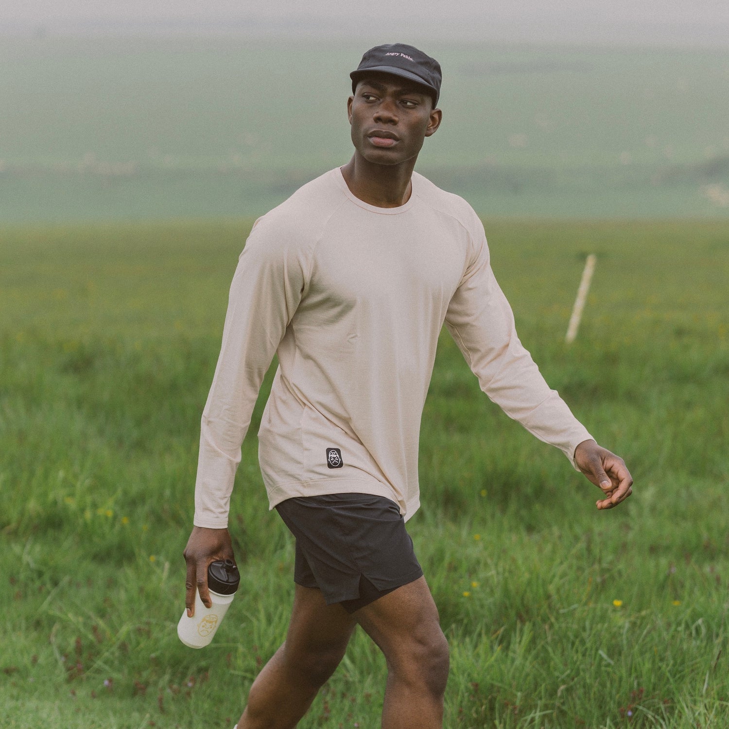 A model wearing Angry Pablo workout clothing
