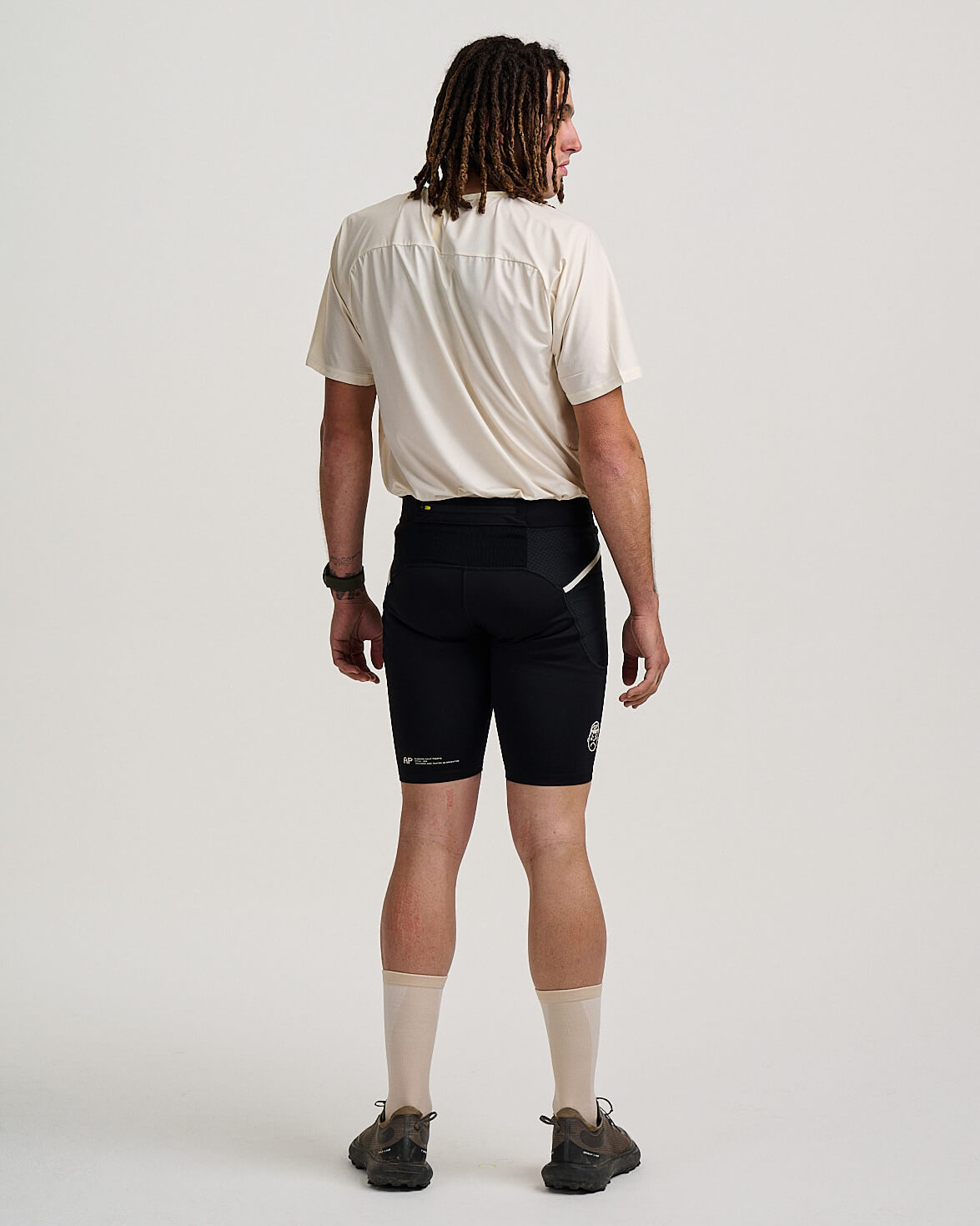 Angry Pablo Core System running cargo half tights in black back view